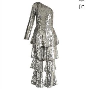 Osman silver one shoulder jumpsuit